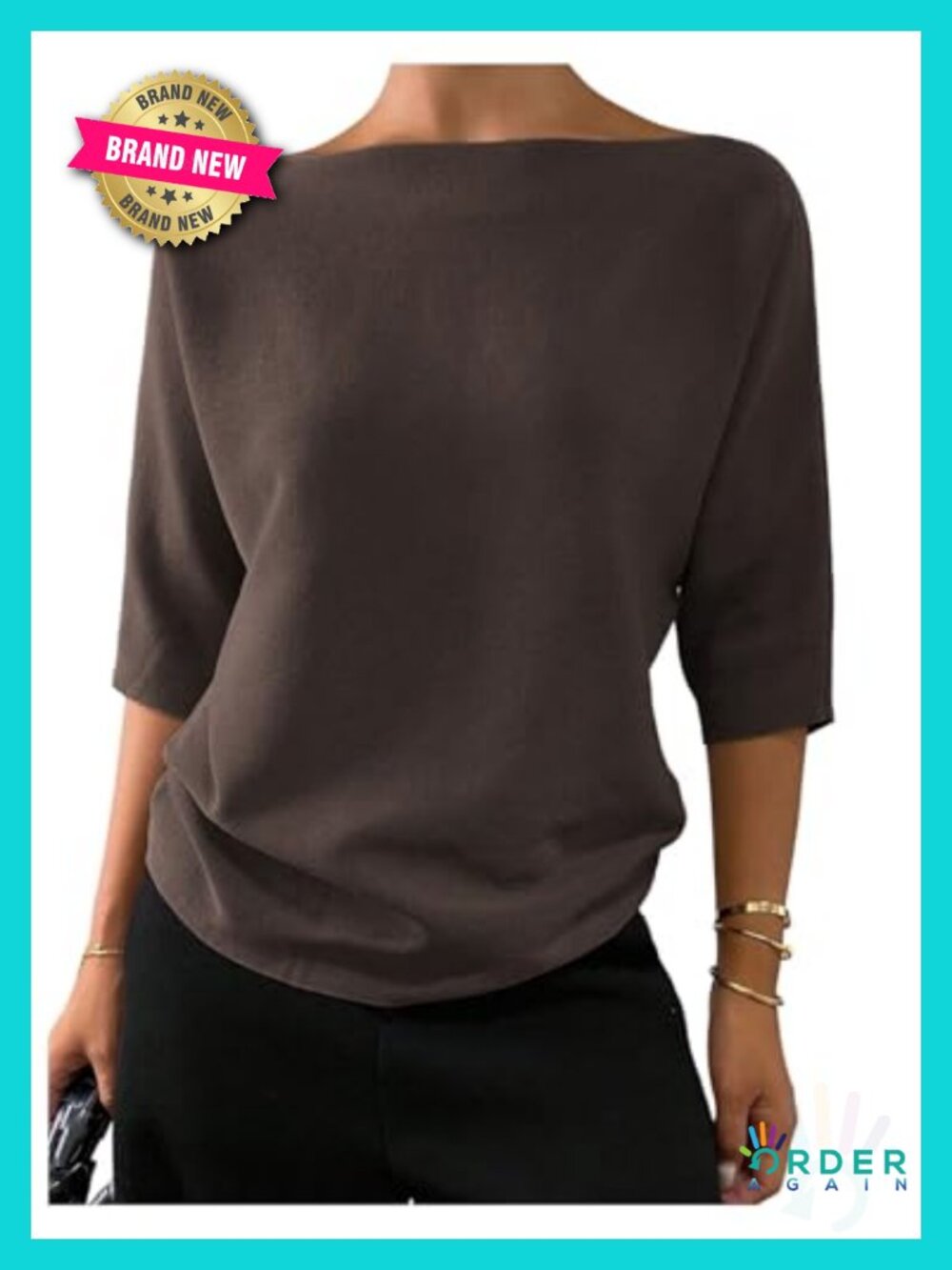 Women's Half Sleeve Boat Neck Knit Sweater Pullover